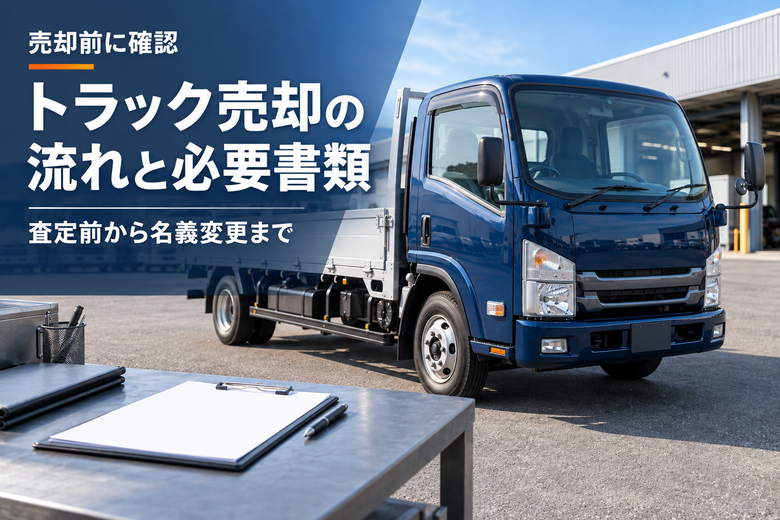 トラック売却の流れと必要書類を示すタイトル入り画像