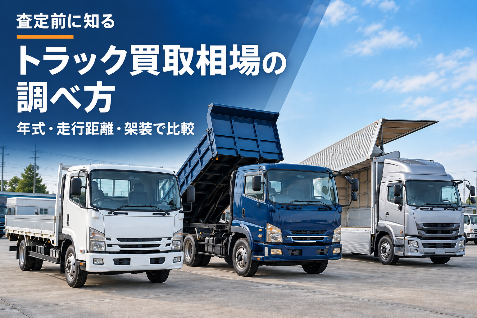 トラック買取相場の調べ方を示すタイトル入り画像